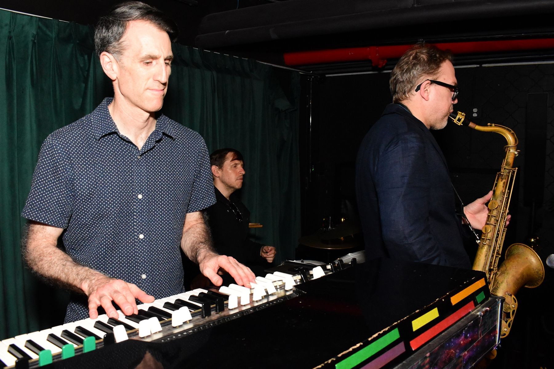 A keyboard player mid-set at Sub-Mission, where live music runs every Wednesday